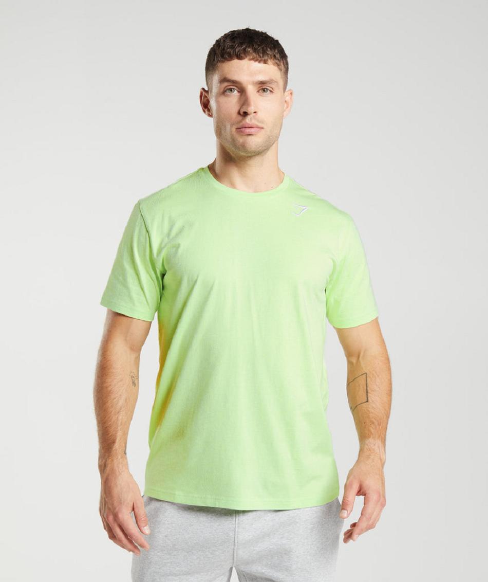 T Shirts Gymshark Crest Hombre Verde | CO 3258ILH